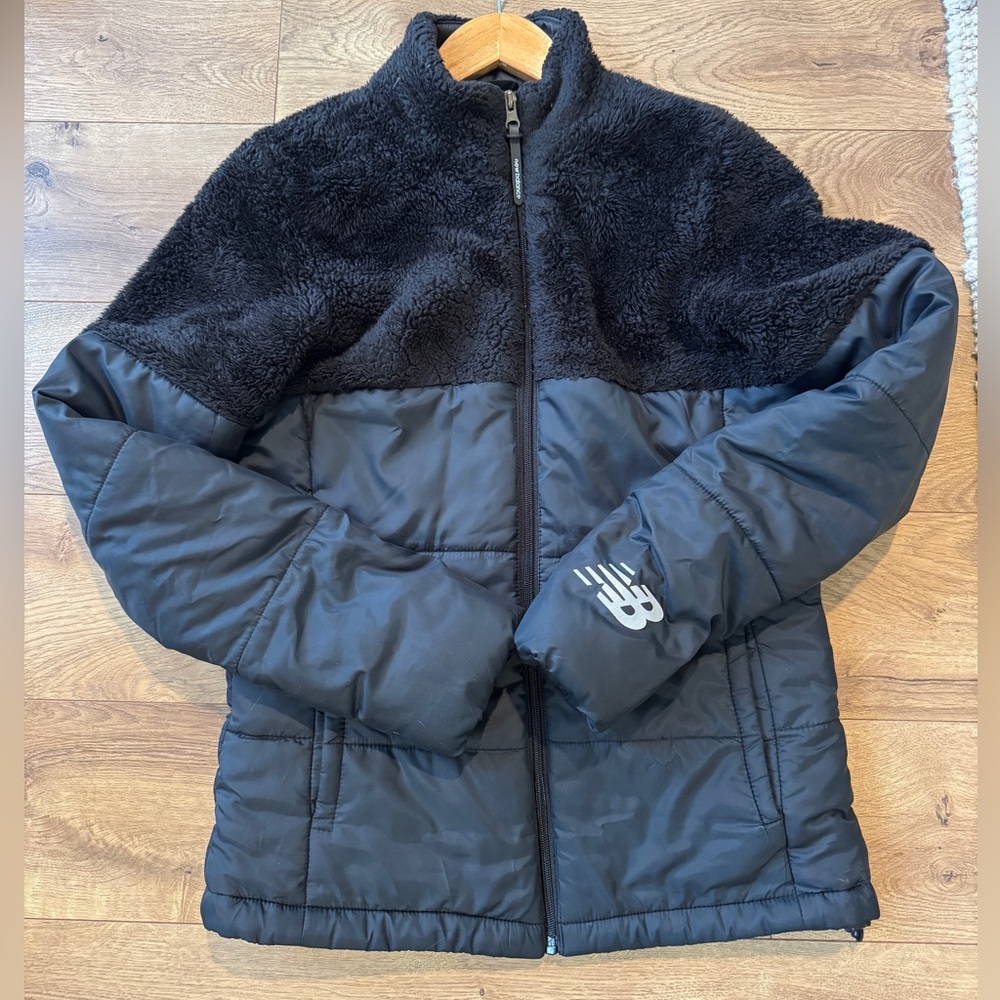 New Balance Black Quilted Fleece Jacket, Women’s small